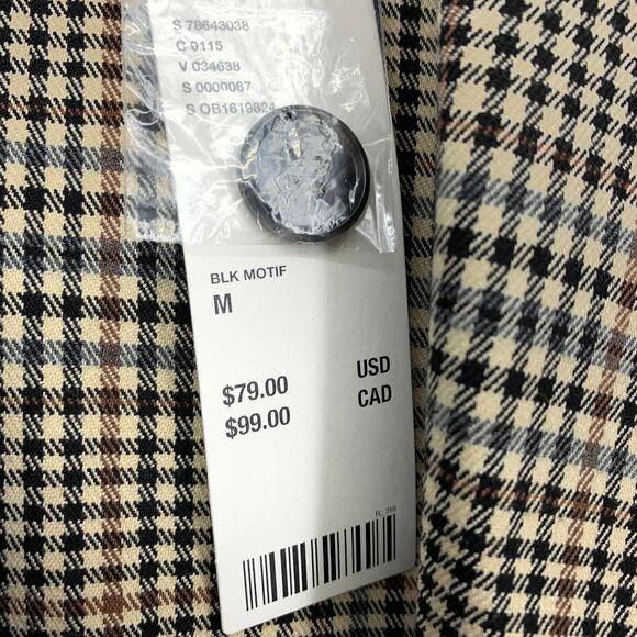 Urban Outfitters Two Button Long Line Blazer Jacket Womens Sz M Tan Black Plaid - Picture 6 of 7